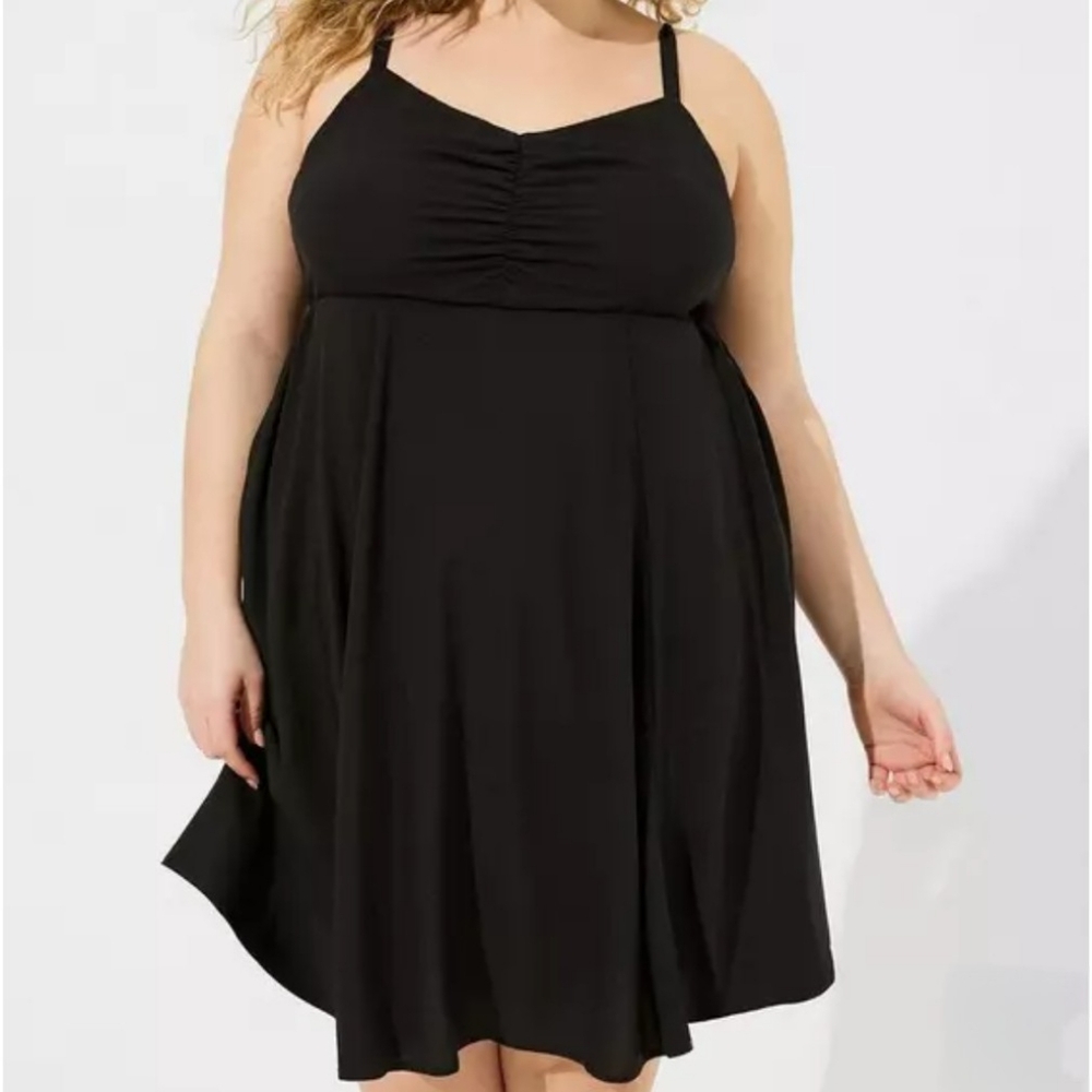 Torrid NWT Black Challis Shirred Skater Dress Lightweight Summer Dress Size 0